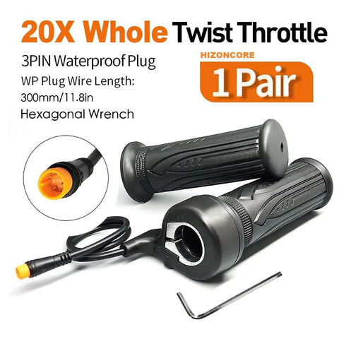 Plug And Play Twist Throttle For E Bikes And Scooters, Waterproof 3 Pin Connector, Universal 12V-72V Wide Voltage Throttle For 22.2mm Handlebars, Easy Rewire, Durable, Smooth Acceleration And Responsive Control