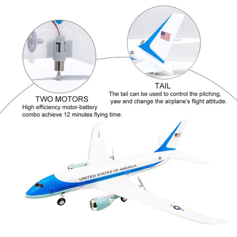 Noob Friendly RC Plane For Kids And Boys, 3CH Remote Control Airplane with 2 Motors and Tail Details, Dreamliner Inspired 787 Design