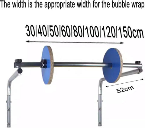 Built Tough Wall Mounted Bubble Wrap Dispenser Heavy Duty Industrial Foam Roll Stand showing width control measurement, 52cm width.