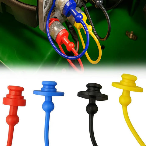 8 Piece Car Hydraulic Quick Coupler Dust Cap and Plug Set With Retention Ring Includes Male Dust Cover and Female Plug For Quick Disconnector Port Fitting Compatible With One Quarter Inch 54D 60D PVC caps and plugs