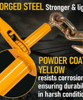 4 Pack Heavy Duty Ratchet Lever Load Binders with Grab Hooks, 12,000 Lb Working Load, powder coated yellow detail, flatbed truck