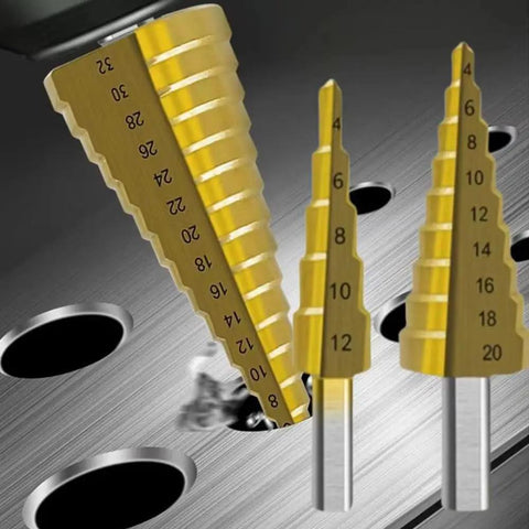 3 Piece Pagoda HSS Titanium Plated Step Drill Bit Set For Metal And Wood Aluminum Stainless Steel Plastic Reaming Cone