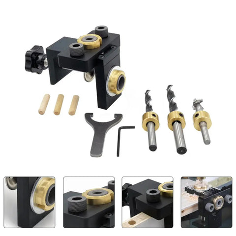 Dead Center Woodwork Punching Locator Tool For Carpentry Marking And Drawing Solid Aluminum Alloy components with drilling bits.