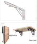 2 Pack Adjustable Triangle Folding Shelf Brackets Wall Mounted For DIY Home Bookshelf Table Bench Tools Tough Built To Last Black 8 Inch Space Saving Solution showing open and folded positions
