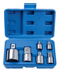 Versatile 6 Piece Socket Adapter Reducer Set Drives 1 4 To 3 8 And 5 16 Drive Conversion Kit For Tough Steel Ratchets And Impact Sockets Hardened Polished Non Rust Heavy Duty Garage Tools in blue case