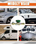 Heavy Duty Side Post Battery Disconnect Switch, Rock Solid Cutoff Toggle Master Isolator, green handle with vehicle backgrounds.