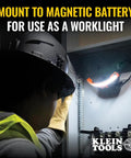 Worker uses Rechargeable LED Wide Beam Headlamp With Hard Hat Mounts For Work, 770 Lumens, inside an electrical panel.