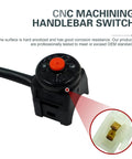 Badass Universal Motorcycle Kill Switch With Horn Button Handlebar Mounted Starter Toggle Wiring Harness Clamps features a CNC machined switch.