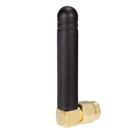 Mini Dual Band WiFi Antenna 2.4GHz 5GHz 5.8GHz MIMO RP-SMA Male Right Angle 2 Pack with black body and gold connector