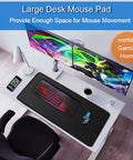 XXL 31.5x15.7 Inch Gaming Mouse Pad With Water Resistant Surface And Non Slip Rubber Base Extra Large Extended Keyboard Desk Mat displayed on a desk setup.