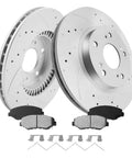 Honda Civic Front Geomet Brake Kit with Drilled Slotted 281.6mm Rotors and Ceramic Pads for 2013-2021 LX EX Sport Touring