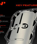 Close-up of Engine Oil Pan Gasket Set For 3.7L V6 Engines with labeled key features, black gasket border visible