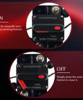 Tough As Nails 150 Amp Dc Circuit Breaker With Waterproof Surface Mount Design showcasing ON and OFF positions for easy use.