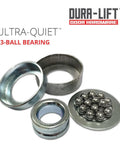 Components of Whisper Quiet Nylon Garage Door Roller Kit With Precision 13 Ball Bearing On 4 Inch Stem And 2 Inch Wheel.