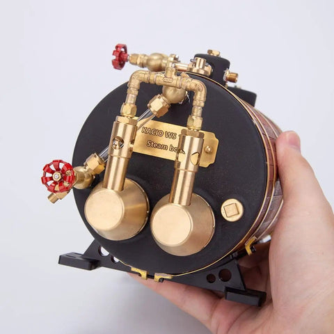 Copper Horizontal Steam Boiler With Insulation And Double Combustion Tube System, 850ml Capacity For Model Ship Engines, front view
