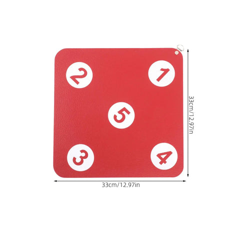 Sturdy Indoor Hanging Fencing Practice Target With Dope Double Sided Rubber Surface showing red 33x33 cm design and numbers