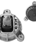 Heavy Duty Right Engine Mount For 2009 Through 2019 BMW 3.0L L6 beefy build with hydrodynamic design, showcasing top and side views.