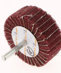 Bothyi Non Woven Polishing Wheels For Metal And Wood Deburring 60 X 25 X 6mm Red Grinding Discs viewed from the side to show structure.
