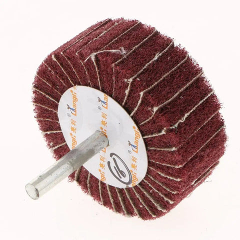 Bothyi Non Woven Polishing Wheels For Metal And Wood Deburring 60 X 25 X 6mm Red Grinding Discs viewed from the side to show structure.