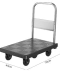 Beefy Folding Platform Cart Dolly For Moving Heavy Loads, Heavy Duty Hand Truck With Silent Wheels, Non Slip, Double Bearing Design, 44x70cm black