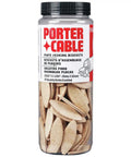 Size 10 Plate Joiner Biscuits, 125 Piece Tube For Woodworking Joints, jar displaying brown biscuits for cabinet making