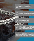 PGN roller chain cutter-detacher tool for chain sizes #25–#60, metal construction