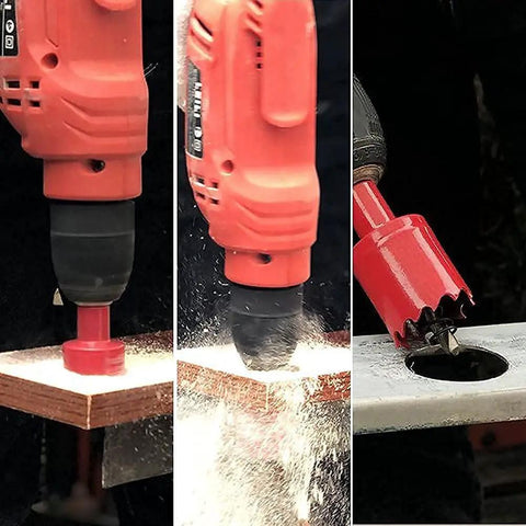 Heavy Duty Bi-Metal Hole Saw 0.6 Inch Diameter with 1 Inch Cutting Depth and Triangular Handle cutting wood and metal