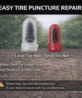 80 Piece Rubber Tire Repair Kit With Screw In Plugs For Quick DIY Tire Puncture Repair On Cars And Motorcycles Spiral Rubber Screws Heat Resistant Tire Fix showing large and small tire nails in white and red shells on a surface.