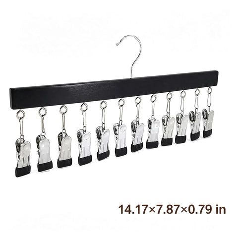 Slick Vertical Closet Organizer With Ten Heavy Duty Pant Clips showing black metal frame and strong clips for dorm storage.