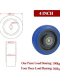 Diagram and side view of 4-inch wheel from Set of 4 Heavy Duty Caster Wheels for Furniture and Industrial Equipment