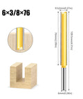 1/4 Inch Lengthened Straight Router Bit With Double Blade For Deep Slotting Clean Precise Groovin Cutter Perfect For Woodworking And Cabinetry Projects on wood.