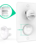 32 Pack Hidden Handle Outlet Covers For 3-Prong Outlets Easy For Adults To Remove And Kid-Proof Baby Proofing Electrical Socket Caps Safe Power Outlet Protectors For Childproofing Homes, showing dimensions and close-up details.