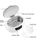 Heavy Duty 600ml Ultrasonic Cleaner With Digital Timer For Jewelry Glasses And Tools showing stainless steel tank and control panel.