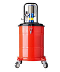Built Tough Pneumatic Grease Pump With 80 To 1 Pressure Ratio, Air Powered Lubrication Workhorse For 5 Gallon Drums, Includes Universal Injection Gun, Shop Ready Steel Frame For Auto And Heavy Machinery.