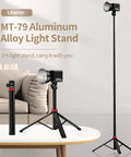 Extendable 81 Inch Photography Light Stand With 360 Degree Ball Head And One Quarter Inch Screw displayed at full height in room
