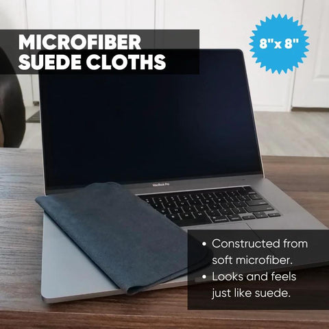 Lens cleaning cloth, gray microfiber suede, 8x8 inches, for lenses and screens