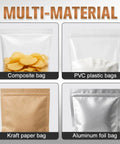 Top Shelf Portable Bag Sealer Machine For Food And Tea Packing With No Sweat Temperature Controls And Slick Desktop Setup For Quick Kitchen Refreshes, showcasing various bag types.