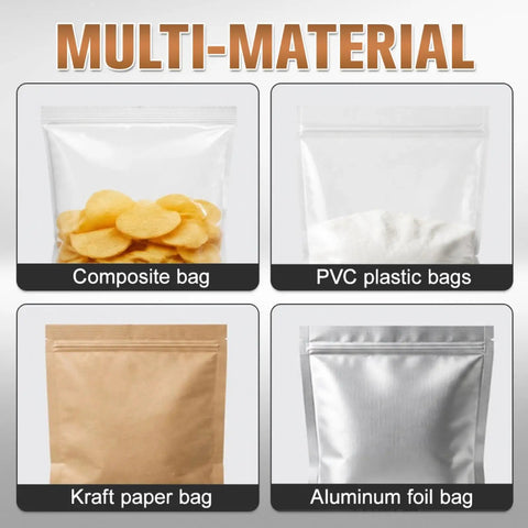 Top Shelf Portable Bag Sealer Machine For Food And Tea Packing With No Sweat Temperature Controls And Slick Desktop Setup For Quick Kitchen Refreshes, showcasing various bag types.