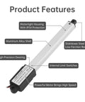 Heavy Duty Linear Actuator 10 To 200 Mm Stroke With 96 Newtons Force And 9.5 Millimeters Per Second Speed Reciprocating Motion Aluminum Housing IP54 IP65 Ready Flexible Front And Rear Mounting Options For Tough Industrial Setups, aluminum shell