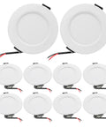 ROMISBABA 10 Pcs White LED Recessed Downlight Retrofit with Metal Housing, Bright Yet Soft Lighting, Flush Mount Ceiling Spot Light Kit for Living Room, white downlights with connectors.