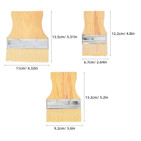 3 Piece Flat Tip Paint Brush Set With Poplar Handles For Wood Stain And Wall Painting Oil Painting Ergonomic Paddle Brushes