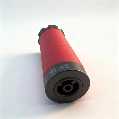 Red cylindrical HAF28 Coalescing Filter Element Replacement 190845 for DeVilbiss 2 Stage System, heavy duty filtration