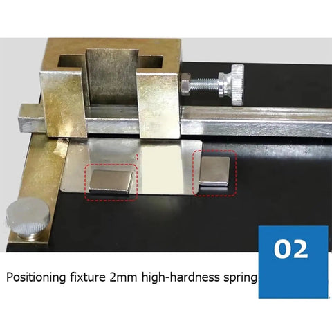 Durable Manual Metal Stamping Machine For Aluminum Brass Plates close-up of 2mm high-hardness spring positioning fixture.