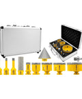 Awesome Heavy Duty 8 Piece Diamond Hole Saw Kit For Tile Marble Brick With Aluminum Case And Adapter So You Can Drilling Like A Pro, open case with 8 diamond bits