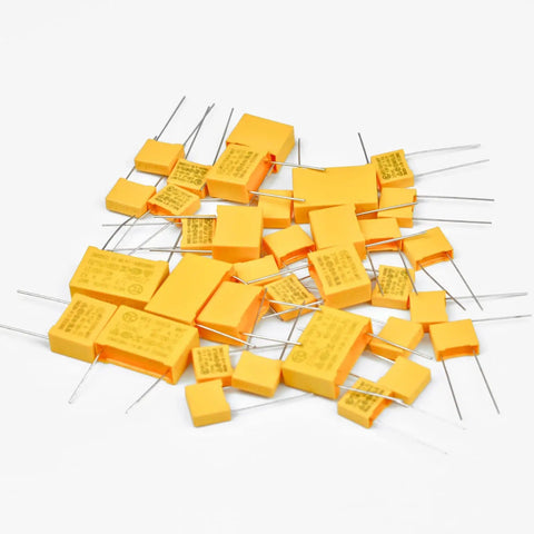 Assorted Polypropylene Safety Capacitors Kit DIP 275V AC X2 MKP 77 Piece With Ten Capacitance Values From 0.001uF To 1uF K Tolerance