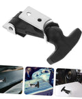 Elastic T Handle Draw Latches With Rubber Hood Catch Lock Bracket for vehicle toolboxes and cargo racks, close-up view