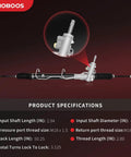 Hydraulic Power Steering Rack And Pinion Assembly For Chrysler Town And Country Voyager Caravan And Grand Caravan 2001 2004 New Unit Leak Resistant Direct Fit Ref 22 348 For Your Ride product specifications including dimensions and thread sizes.