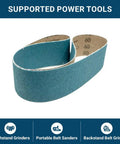 Tough As Nails Zirconia Sanding Belts 2 X 36 Inch showcasing supported power tools for grinding and sanding applications.