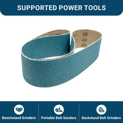 Tough As Nails Zirconia Sanding Belts 2 X 36 Inch showcasing supported power tools for grinding and sanding applications.