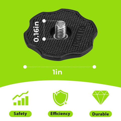 Heavy Duty Football Helmet Thumb Screws For SpeedFlex Chinstraps Quick Swap Fastener Hardware, 1in black thumb screw detail image.